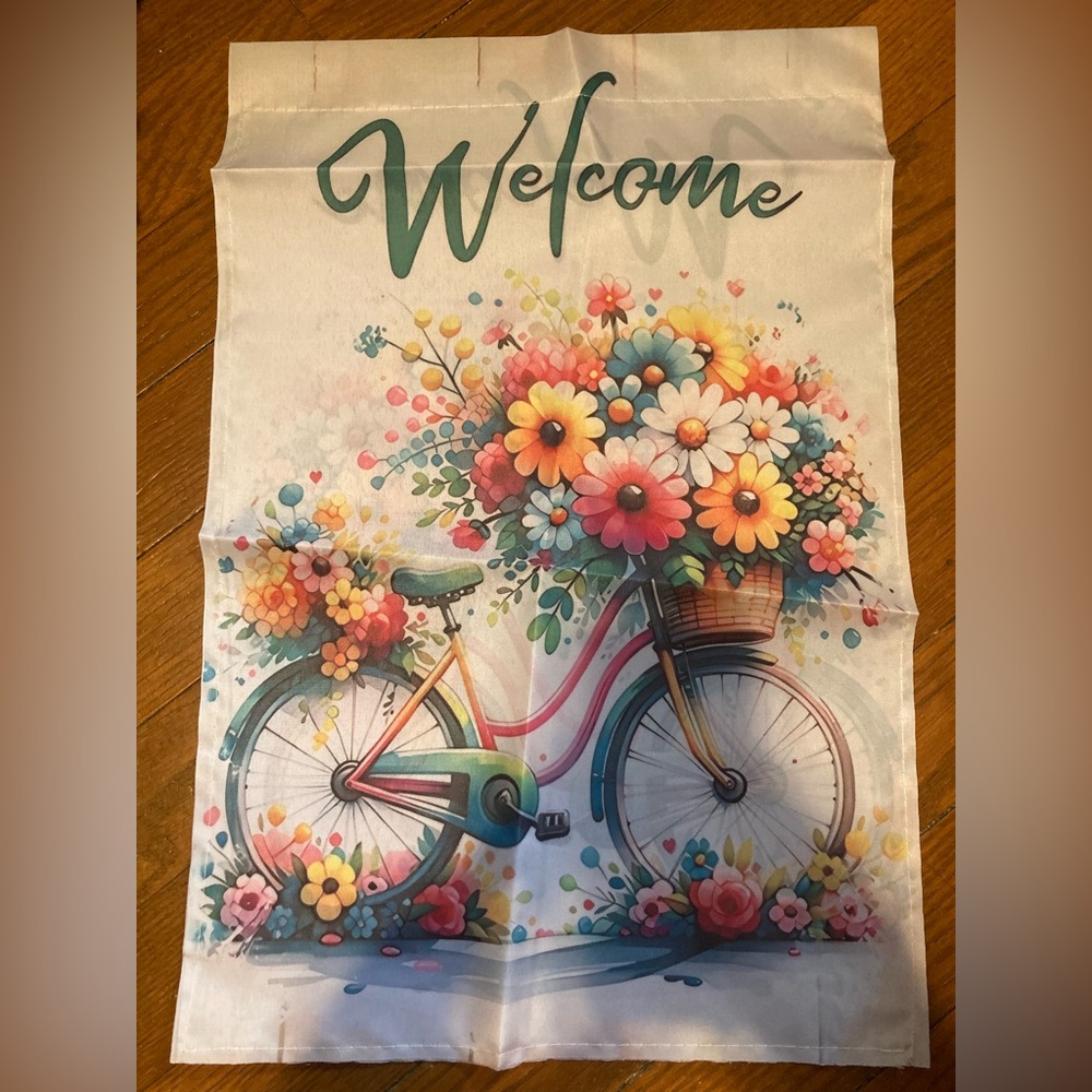 Garden Flag Floral Welcome 12" x 18" NWOT